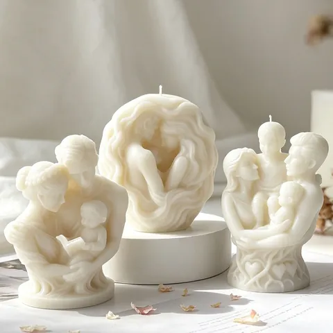 Family Portrait Silicone Candle Mold Father Mother Child Human Body Sculpture Plaster Ornament DIY Crafting Silicone Mold