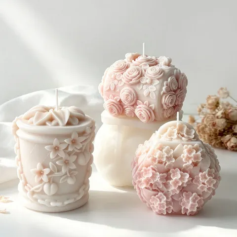 Stampo in Silicone Fai da Te a Forma di Borsa con Rilievo Floreale Candela Sapone Rosa Giglio Strumento per Fusione in Resina