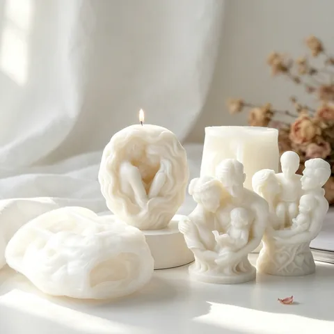 Family Portrait Silicone Candle Mold Father Mother Child Human Body Sculpture Plaster Ornament DIY Crafting Silicone Mold