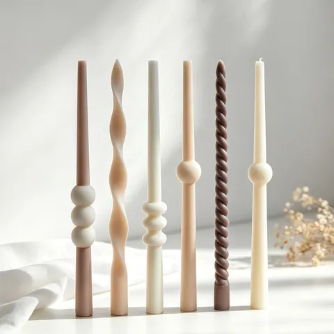 Silicone Candle Mold Long Taper Wave Spiral Ball Shape DIY Aromatherapy Candle Mold For Home Decor Modern Simple Style