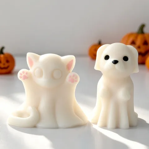 Stampo in Silicone per Animali Fantasma di Halloween Gatto Cane Fai da Te Candela Profumata Gesso Resina Stampo Decorazione per Pasticceria