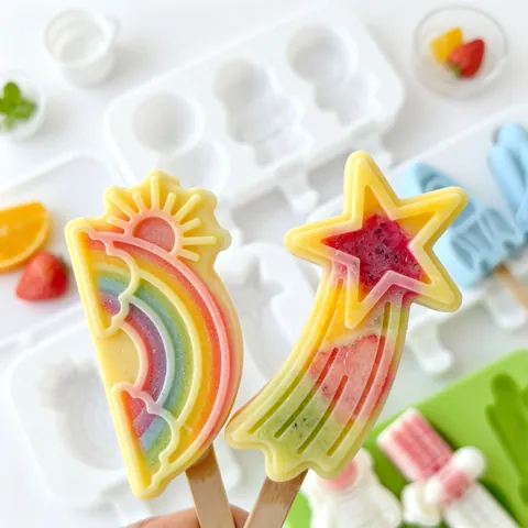 Silicone Ice Pop Mold Space Theme 3-Cavity DIY Popsicle Maker With Lid Astronaut Rocket Shapes Ice Cream Mold For Kids Home Kitchen