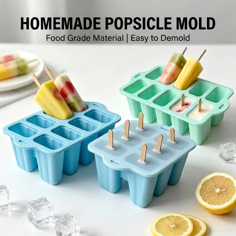 Silicone Popsicle Mold 6 10 Cavity DIY Homemade Ice Cream Maker With Lid Sticks Reusable Healthy Summer Frozen Treat Maker