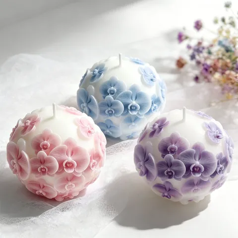Phalaenopsis Orchid Flower Ball Silicone Mold DIY 3D Relief Sphere Mold For Scented Candle Wax Soap Making Home Decor