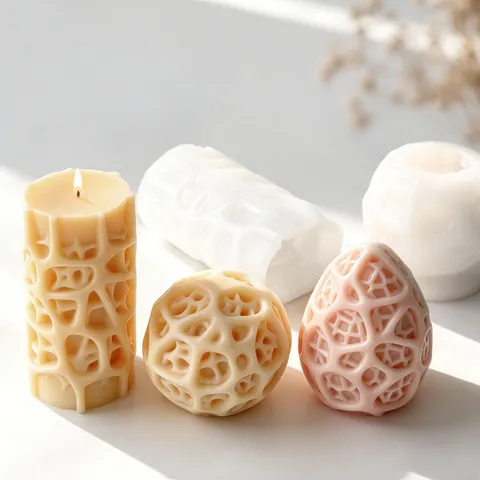 Stampo in Silicone per Candele Geometrico Cavo Fai da Te Forma di Uovo Sfera Cilindro per Ornamenti in Gesso Resina