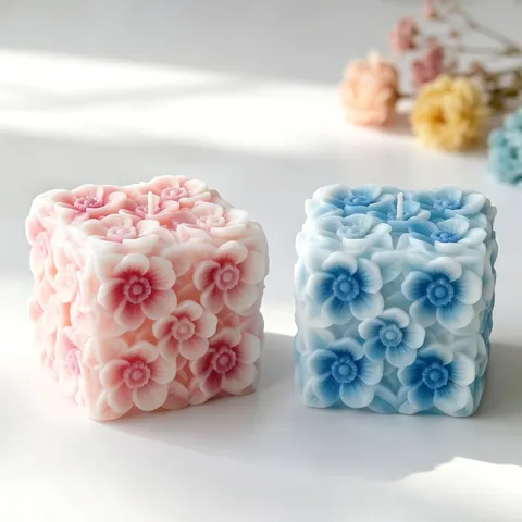 3D Relief Flower Square Silicone Candle Mold DIY Handmade Soap Aromatherapy Wax Mold Modern Home Decoration Craft Tools