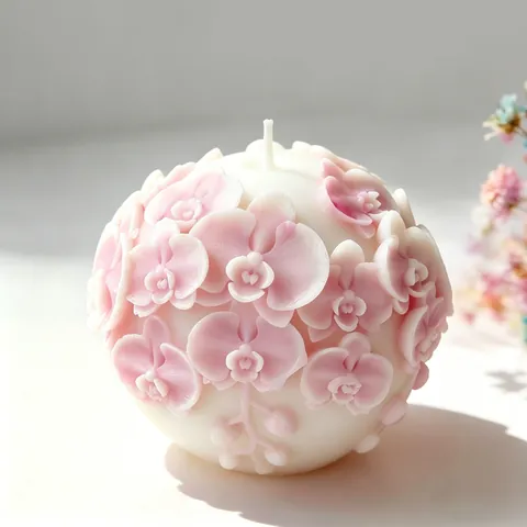 Phalaenopsis Orchid Flower Ball Silicone Mold DIY 3D Relief Sphere Mold For Scented Candle Wax Soap Making Home Decor