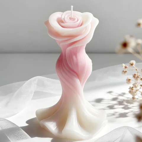 Moule en Silicone Courbe de Rose pour Bougie d'Aromathérapie Bricolage Fleur Pierre Plâtre Savon Résine Saint Valentin