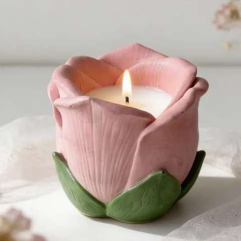 DIY 3D Lotus and Rose Flower Candle Holder Silicone Mold for Aromatherapy Cup Wax Resin Plaster Home Decor Craft Mold