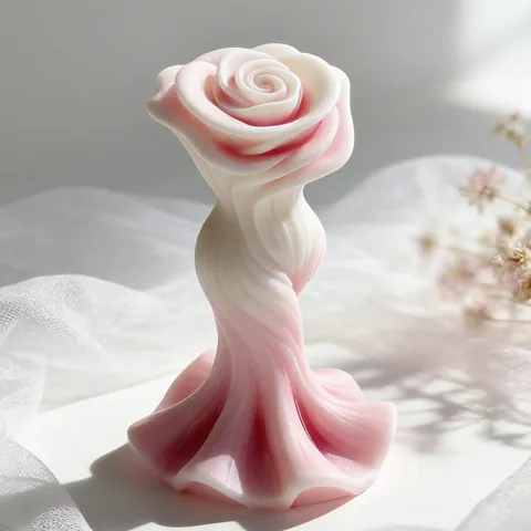 Moule en Silicone Courbe de Rose pour Bougie d'Aromathérapie Bricolage Fleur Pierre Plâtre Savon Résine Saint Valentin