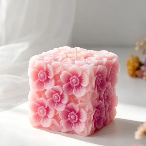 3D Relief Flower Square Silicone Candle Mold DIY Handmade Soap Aromatherapy Wax Mold Modern Home Decoration Craft Tools