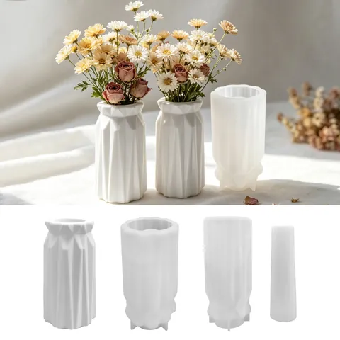 Modern Geometric Faceted Silicone Vase Mold For DIY Crystal Epoxy Resin Gypsum Flower Arrangement Ornament Casting Tools