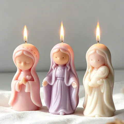 Stampo in Silicone per Candela Profumata Ragazza in Preghiera DIY Statua Ritratto Vergine Maria Stampo per Gesso Resina
