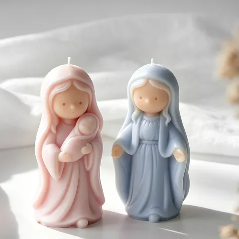 Stampo in Silicone per Candela Profumata Ragazza in Preghiera DIY Statua Ritratto Vergine Maria Stampo per Gesso Resina