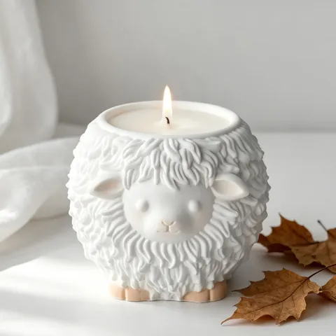 Moule en Silicone Forme Animale Renard Mouton DIY Bougie Parfumée Coupe en Plâtre Pot de Fleurs Outil d'Artisanat Moule en Silicone