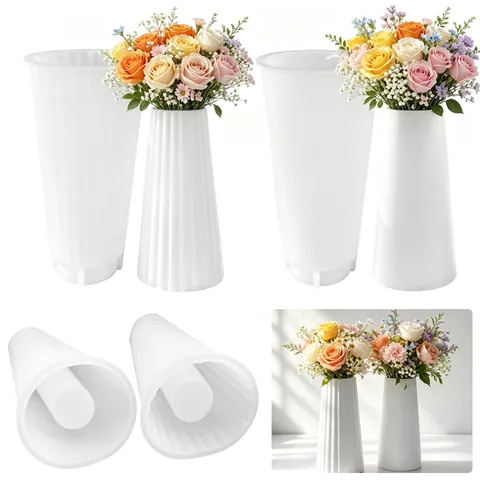 DIY Silicone Mold for Vase and Pen Holder Modern Minimalist Striped and Smooth Surface Resin Plaster Casting Decorative Craft Tool