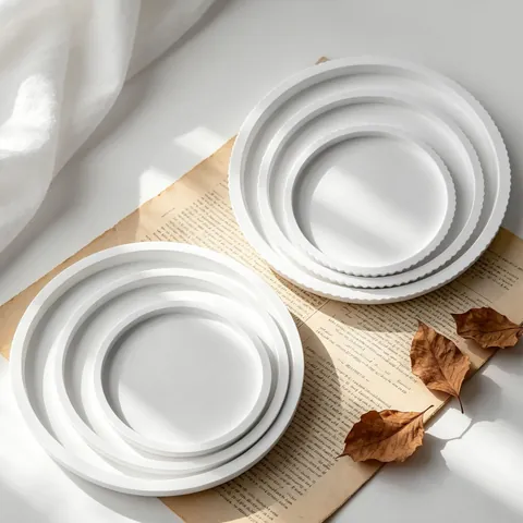 Large Round Storage Tray Silicone Mold For DIY Plaster Cement Resin Coaster Casting Craft Home Decor Minimalist Jewelry Tray Mold