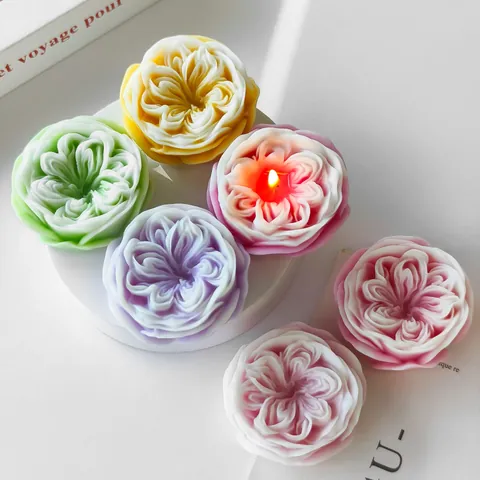 3D Rose Peony Flower Silicone Mold For DIY Handmade Aromatherapy Candle Soap Resin Craft Cake Decoration White Silicone Mold