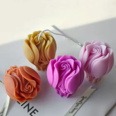 Rose Flower Scented Candle Silicone Mold 3D Embossed Floral Design DIY Handmade Soap Plaster Ornament Crafting Tool Mold