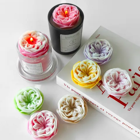 3D Rose Peony Flower Silicone Mold For DIY Handmade Aromatherapy Candle Soap Resin Craft Cake Decoration White Silicone Mold