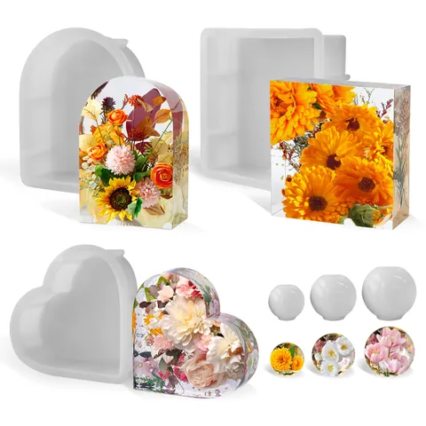 DIY Kristal Epoxyhars Siliconen Mal Geometrische Bol Huis Hart Boog Vorm Voor Botanisch Specimen Gedroogde Bloem Huis Decoratie Tafel Ornament