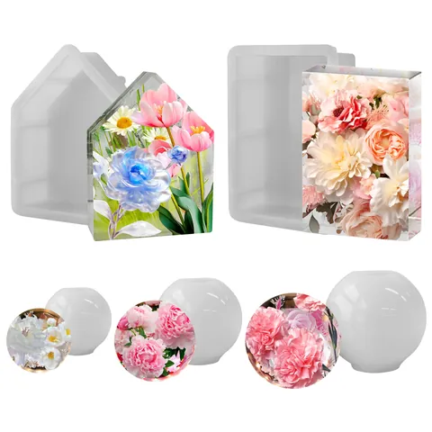 DIY Kristal Epoxyhars Siliconen Mal Geometrische Bol Huis Hart Boog Vorm Voor Botanisch Specimen Gedroogde Bloem Huis Decoratie Tafel Ornament