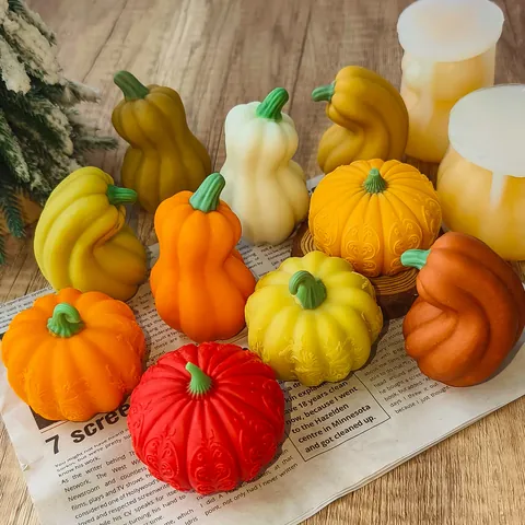 Halloween Pumpkin Silicone Mold For DIY Aromatherapy Candle Plaster Ornament 3D Relief Pumpkin Shape Resin Casting Mold
