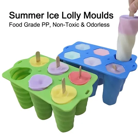 Silicone Popsicle Mold Household DIY Ice Cream Maker Spiral Shape 6 Cavity Ice Pop Tool With Lid For Kids Summer Cold Drink