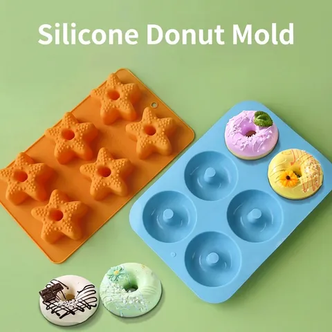 Silicone Donut Mold 6 Cavity Non Stick Baking Pan For DIY Cake Muffin Chocolate Candy Handmade Soap Tool Heat Resistant
