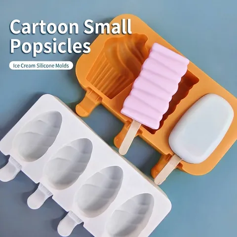 Handmade Silicone Ice Cream Mold DIY Popsicle Maker Multi-Cavity Fruit Animal Shape Ice Pop Mold With Sticks Lids Kitchen Tools