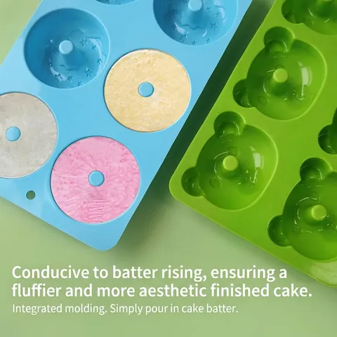 Silicone Donut Mold 6 Cavity Non Stick Baking Pan For DIY Cake Muffin Chocolate Candy Handmade Soap Tool Heat Resistant
