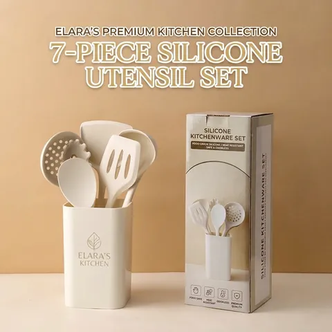 Modern White Silicone Kitchen Utensil Set Heat Resistant Integrated Spatula Soup Spoon Skimmer For Non-Stick Cookware Cooking Utensils