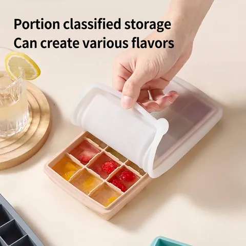 Food Grade Silicone Ice Cube Tray With Lid Square Large Ice Ball Mold Easy Release Reusable For Whiskey Cocktails Juice Tool