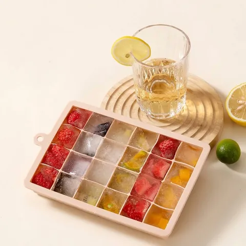 Silicone Ice Cube Tray With Lid 15 24 Cavity Flexible Square Ice Cube Mold For DIY Fruit Tea Cold Drinks Food Grade Silicone
