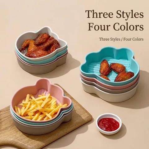 Cartoon Silicone Air Fryer Liner Reusable Baking Tray Bear Cat Paw Shaped Cake Mold Heat Resistant Kitchen Oven Mat
