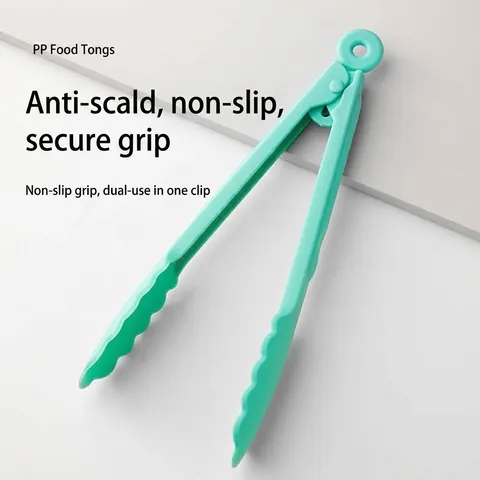 9 Inch Silicone Food Tongs Heat Resistant Non-Slip Scalloped Edges BBQ Steak Bread Serving Tongs Modern Kitchen Tool
