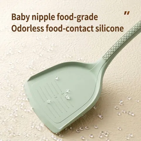 Non-stick Food Grade Silicone Kitchen Utensils Set Heat Resistant Spatula Soup Ladle Slotted Spoon With Anti-slip Handle