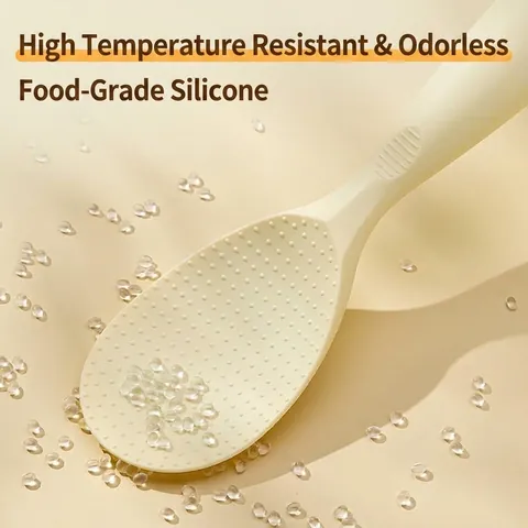 Standing Non-Stick Rice Scoop Heat Resistant Silicone Rice Paddle Self-Standing Design Food Grade Rice Spoon For Home Kitchen