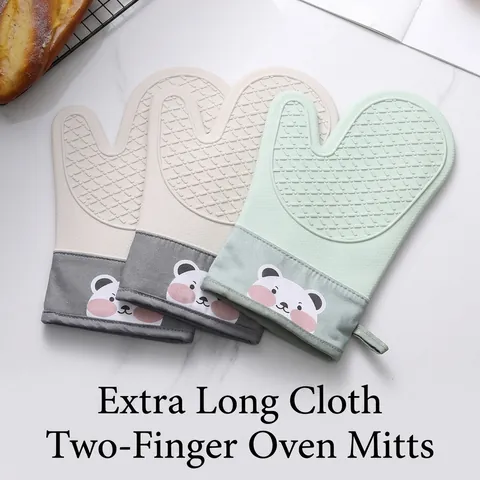 Guanti da Forno in Silicone Alimentare Resistenti al Calore Guanti da Cucina Ispessiti Cartone Animato Orso Shiba Inu Antiscivolo