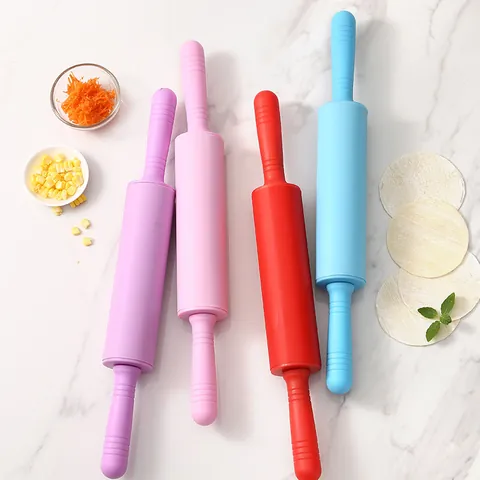 Professional Silicone Rolling Pin Non-Stick Roller With PP Handle For Baking Dough Pizza Dumpling Pastry Kitchen Tools