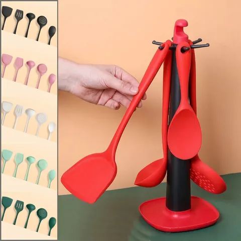 Heat Resistant Silicone Kitchen Utensils Spatula Ladle Turner Collection For Non Stick Cookware Baby Food Kitchen Tools
