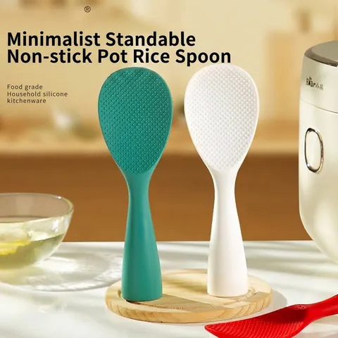 Standing Silicone Rice Spoon Non-stick Heat Resistant Food Grade Rice Paddle Shovel For Home Kitchen Electric Cooker Use