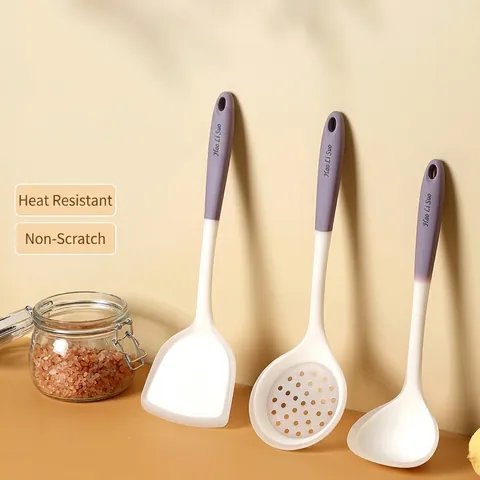 Heat Resistant Silicone Kitchen Utensils Soup Ladle Skimmer Spoon Non-stick Cookware Dishwasher Safe For Home Cooking