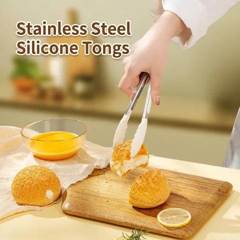 Mini Stainless Steel Nylon Kitchen Utensil Set 5 Pieces Heat Resistant Spatula Egg Whisk Tongs Pasta Server For Baby Food