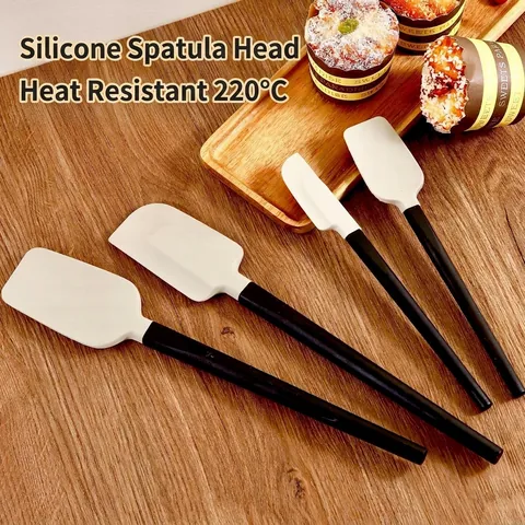 Heat Resistant Silicone Spatula With Wooden Handle For Baking Cake Cream Scraper Mixing Shovel Professional Bakeware Tool