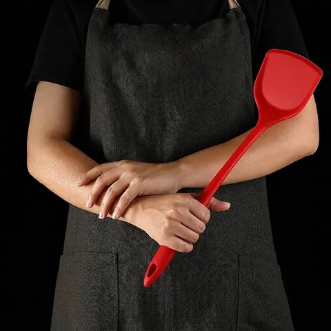Heat Resistant Silicone Spatula Soup Spoon Skimmer Turner For Non Stick Cookware Integrated Long Handle Kitchen Cooking Tools