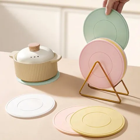 Nordic Round Silicone Heat Resistant Placemat Non-Slip Coaster For Dining Table Kitchen Anti-Scald Pad For Hot Pots Bowls Plates