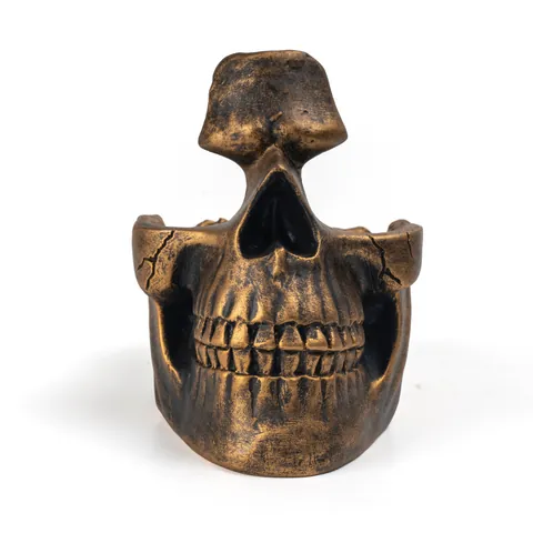 Kreativer Brillenhalter aus Harz in Schädelform Retro-Bronze-Finish Schreibtisch Dekoration Schlüssel Aufbewahrungstablett Skulptur