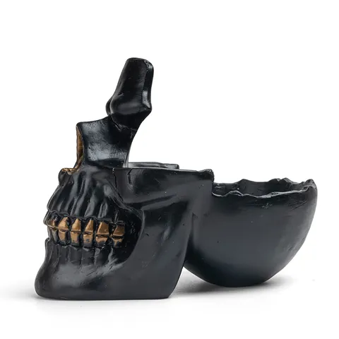 Creative Skull Glasses Holder Resin Skeleton Sculpture Desktop Organizer For Keys Glasses Home Office Decor Halloween Skeleton Gift