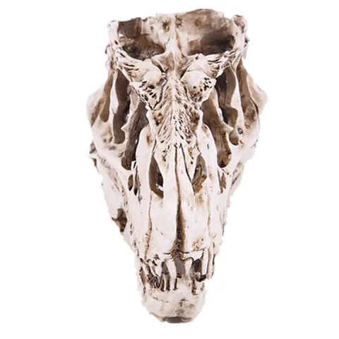 Cráneo de Dinosaurio T-Rex de Resina Esqueleto Decoración de Acuario Ornamento de Paisajismo para Tanque de Peces Cueva de Escondite para Reptiles Decoración
